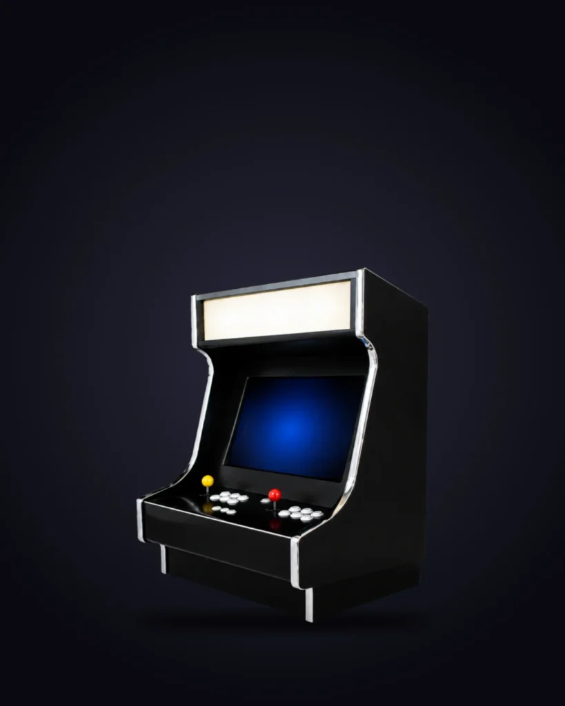 Bartop Arcade90, finitura nera con profili cromati